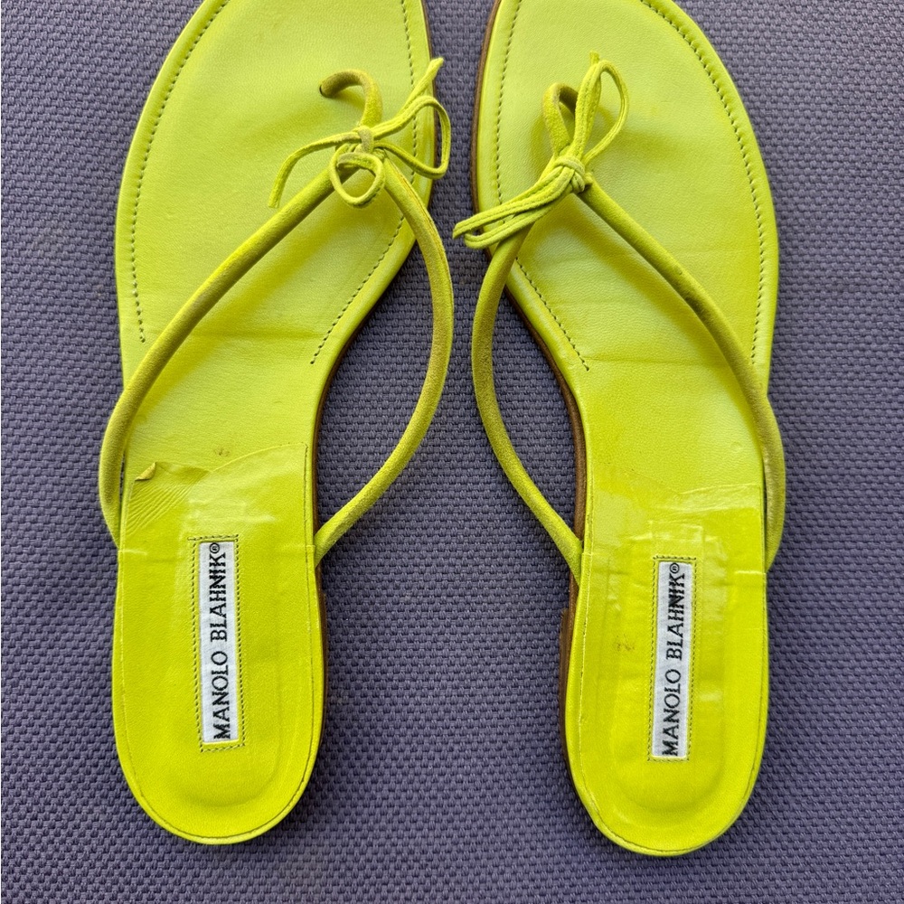 Manolo Blahnik Neon green/ Yellow Sandals
